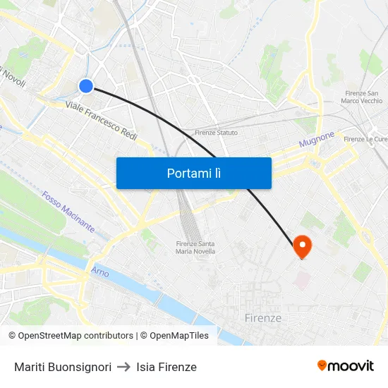Mariti Buonsignori to Isia Firenze map