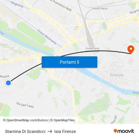 Starnina Di Scandicci to Isia Firenze map