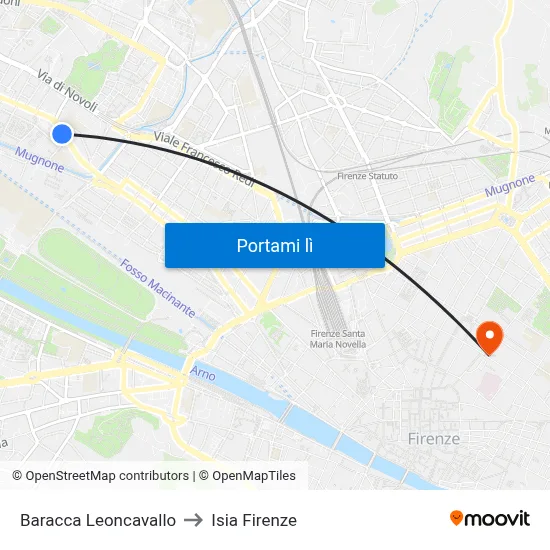 Baracca Leoncavallo to Isia Firenze map