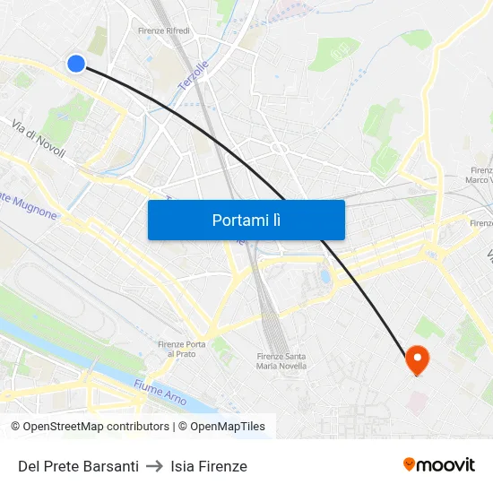 Del Prete Barsanti to Isia Firenze map