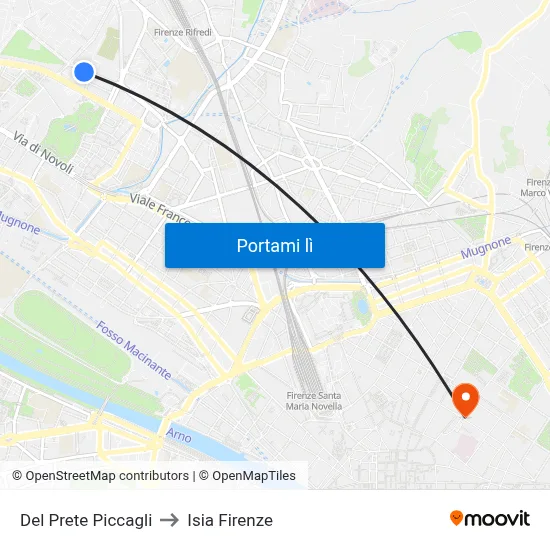 Del Prete Piccagli to Isia Firenze map