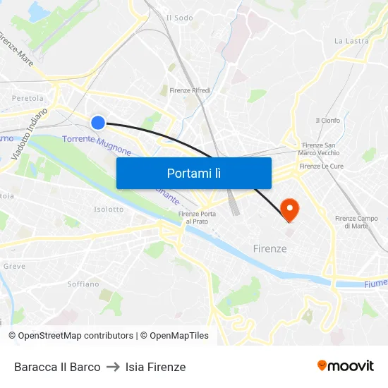 Baracca Il Barco to Isia Firenze map