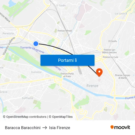 Baracca Baracchini to Isia Firenze map