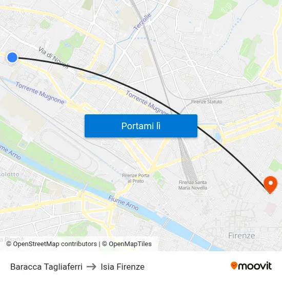 Baracca Tagliaferri to Isia Firenze map