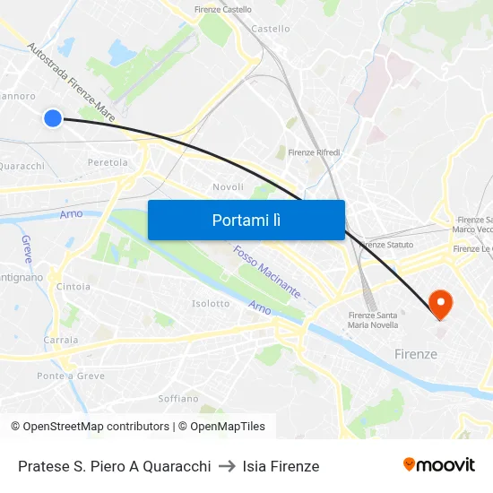 Pratese S. Piero A Quaracchi to Isia Firenze map