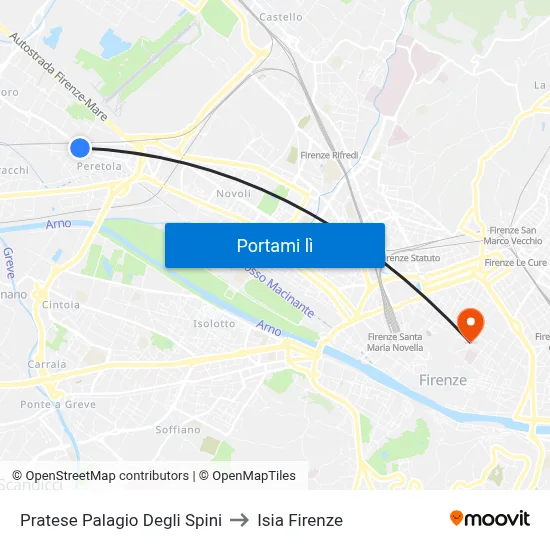 Pratese Palagio Degli Spini to Isia Firenze map