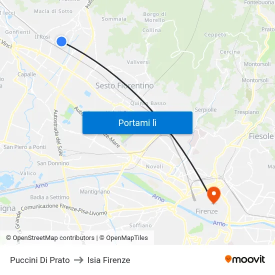 Puccini Di Prato to Isia Firenze map