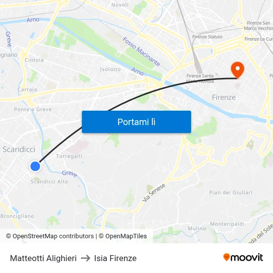Matteotti Alighieri to Isia Firenze map