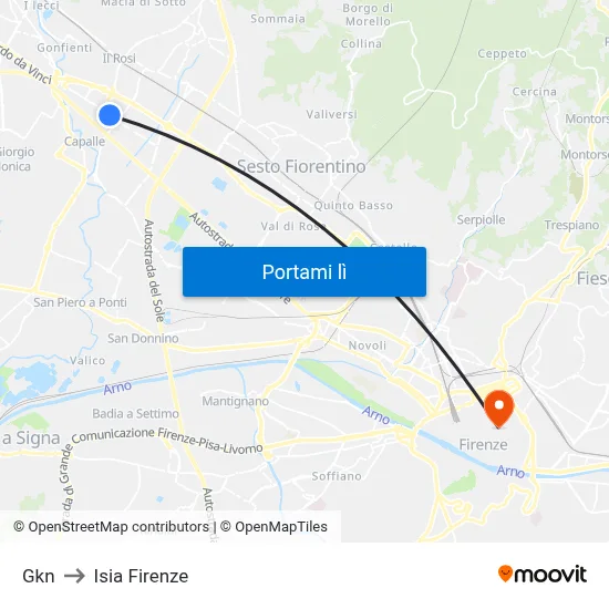 Gkn to Isia Firenze map
