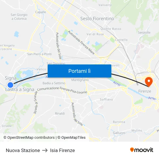 Nuova Stazione to Isia Firenze map