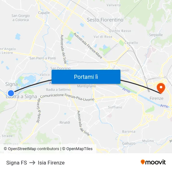 Signa FS to Isia Firenze map