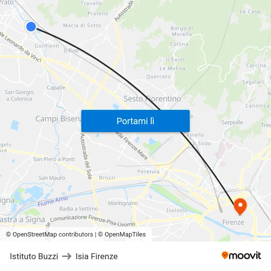 Istituto Buzzi to Isia Firenze map