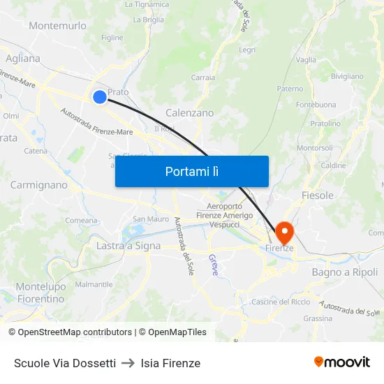 Scuole Via Dossetti to Isia Firenze map