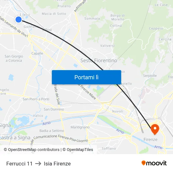 Ferrucci 11 to Isia Firenze map