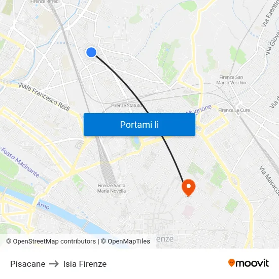 Pisacane to Isia Firenze map
