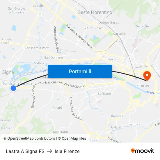 Lastra A Signa FS to Isia Firenze map