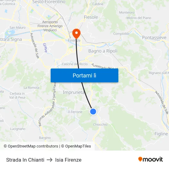 Strada In Chianti to Isia Firenze map
