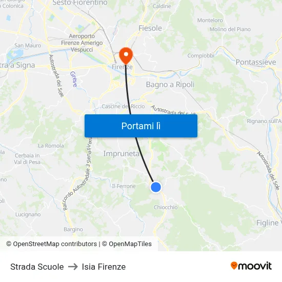 Strada Scuole to Isia Firenze map