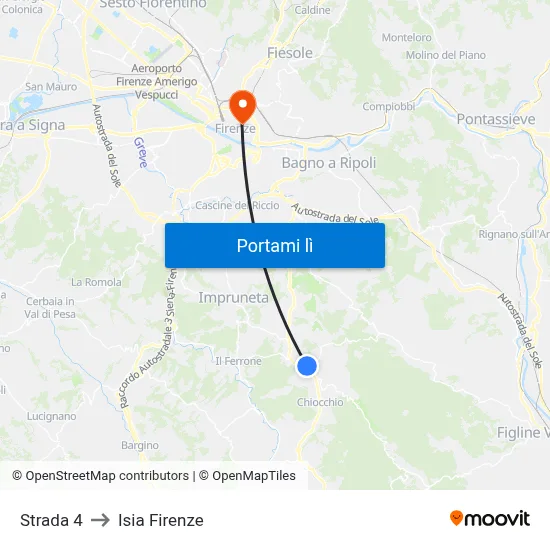 Strada 4 to Isia Firenze map