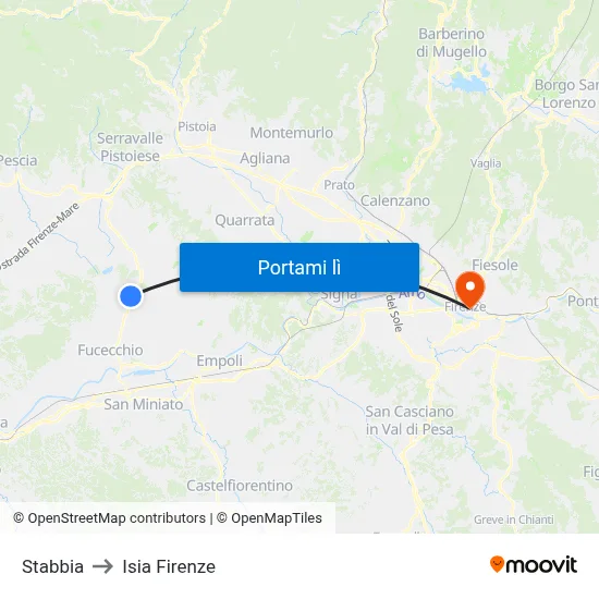 Stabbia to Isia Firenze map
