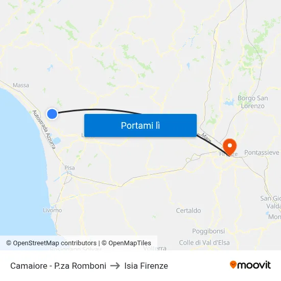 Camaiore - P.za Romboni to Isia Firenze map