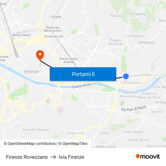 Firenze Rovezzano to Isia Firenze map