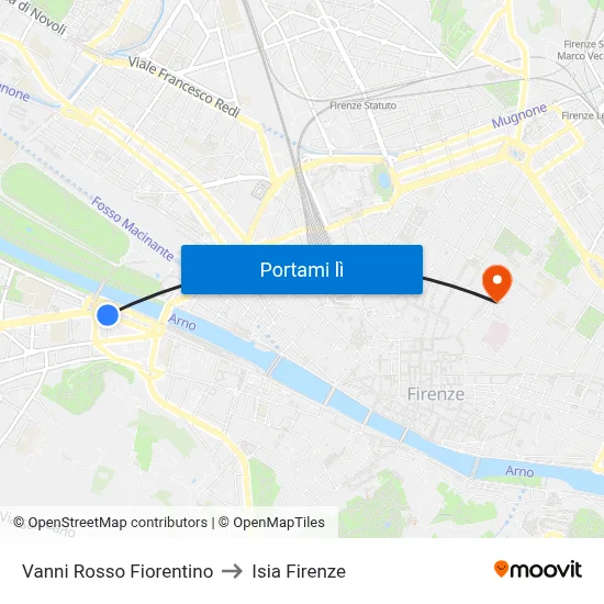 Vanni Rosso Fiorentino to Isia Firenze map