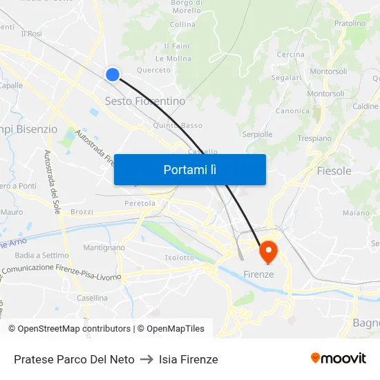 Pratese Parco Del Neto to Isia Firenze map