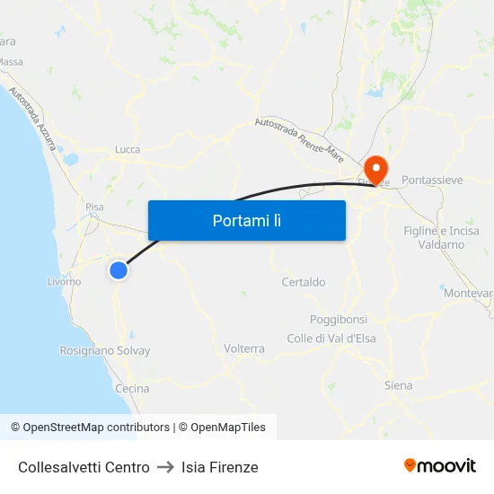 Collesalvetti Centro to Isia Firenze map