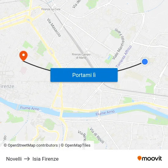 Novelli to Isia Firenze map