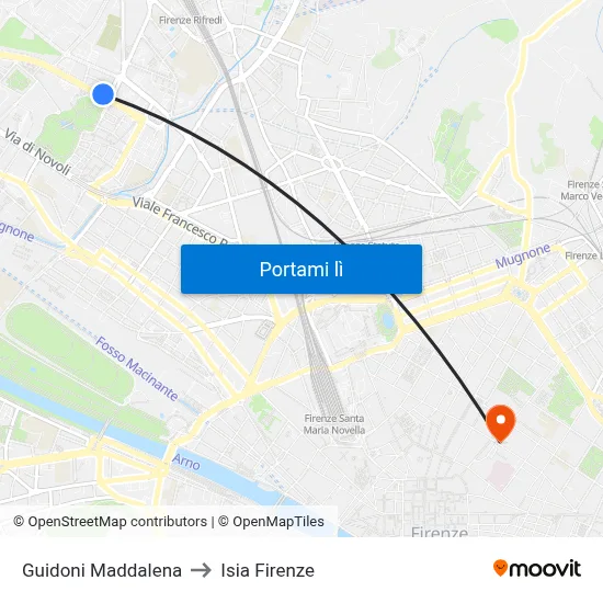 Guidoni Maddalena to Isia Firenze map