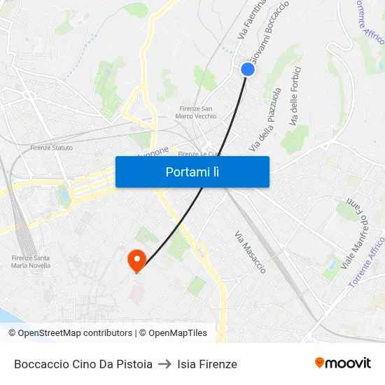 Boccaccio Cino Da Pistoia to Isia Firenze map