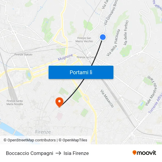 Boccaccio Compagni to Isia Firenze map