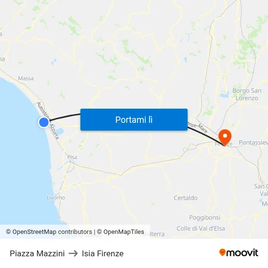 Piazza Mazzini to Isia Firenze map