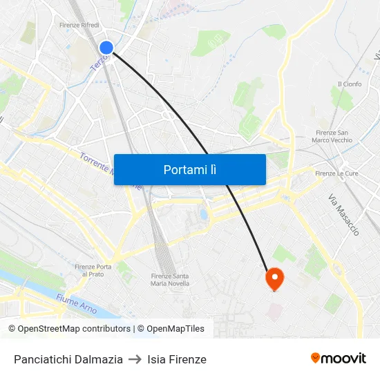 Panciatichi Dalmazia to Isia Firenze map