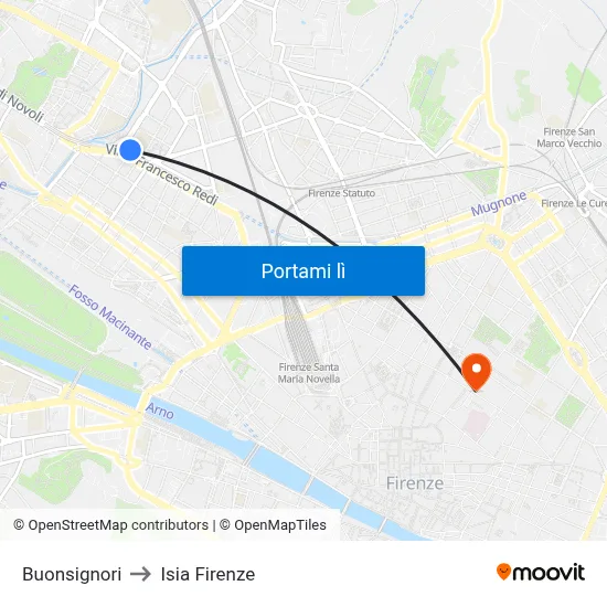 Buonsignori to Isia Firenze map