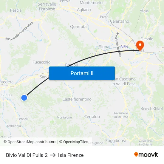 Bivio Val Di Pulia 2 to Isia Firenze map