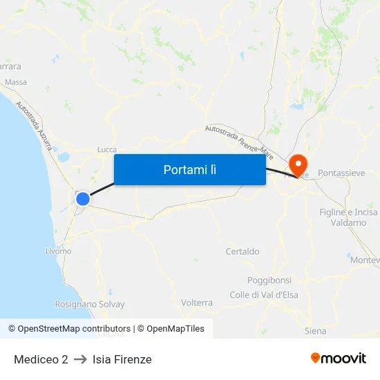 Mediceo 2 to Isia Firenze map