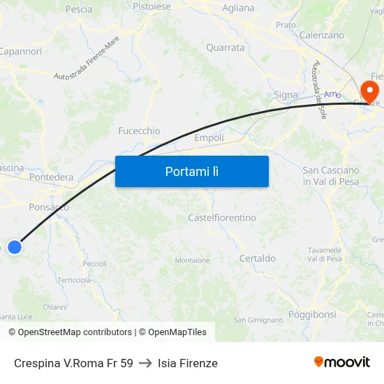 Crespina V.Roma Fr 59 to Isia Firenze map
