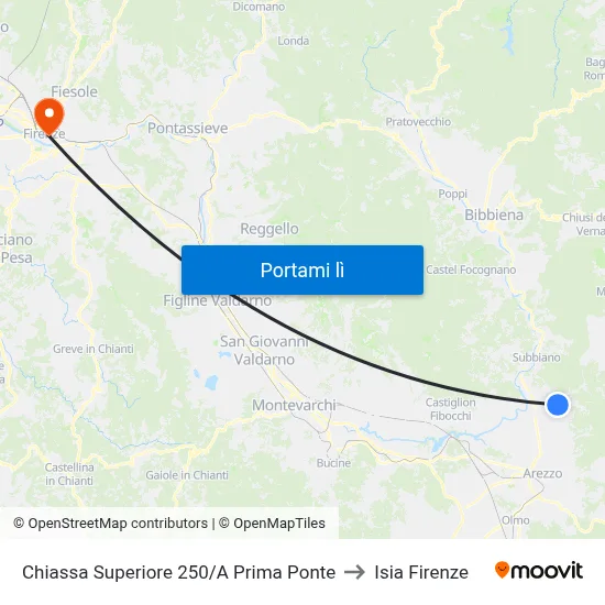 Chiassa Superiore 250/A Prima Ponte to Isia Firenze map