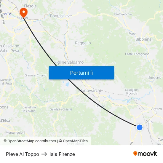 Pieve Al Toppo to Isia Firenze map
