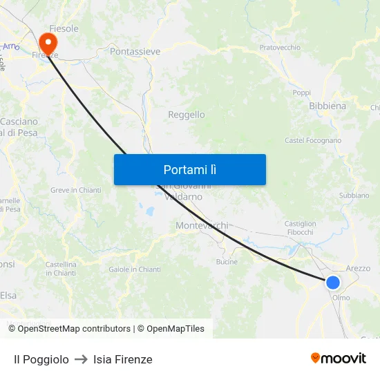 Il Poggiolo to Isia Firenze map