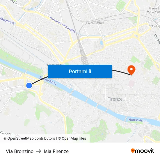 Via Bronzino to Isia Firenze map