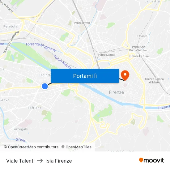 Viale Talenti to Isia Firenze map