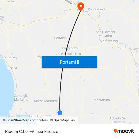 Ribolla C.Le to Isia Firenze map
