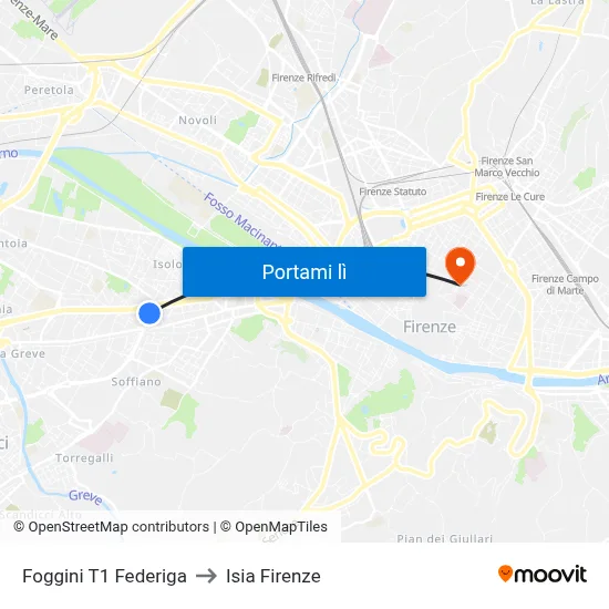 Foggini T1 Federiga to Isia Firenze map
