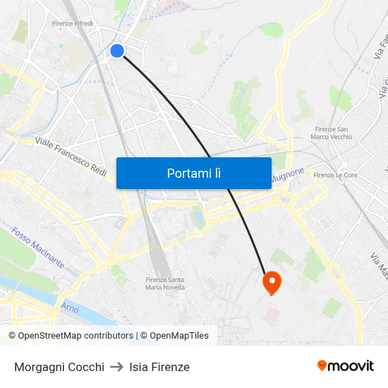 Morgagni Cocchi to Isia Firenze map