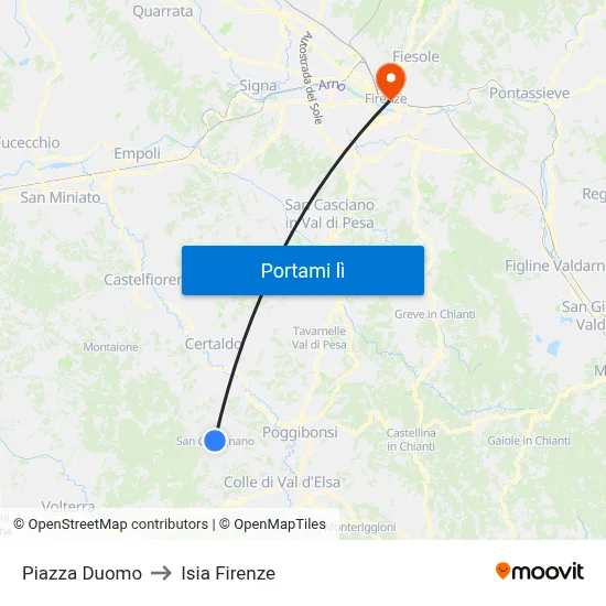 Piazza Duomo to Isia Firenze map