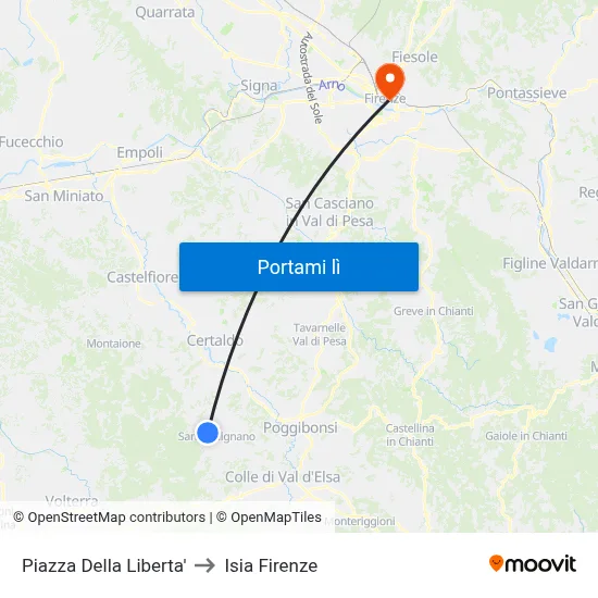 Piazza Della  Liberta' to Isia Firenze map