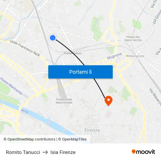Romito Tanucci to Isia Firenze map